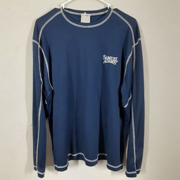 Samuel Adams Adult Mens Large Blue Long Sleeve Polyester Shirt - Picture 2 of 6